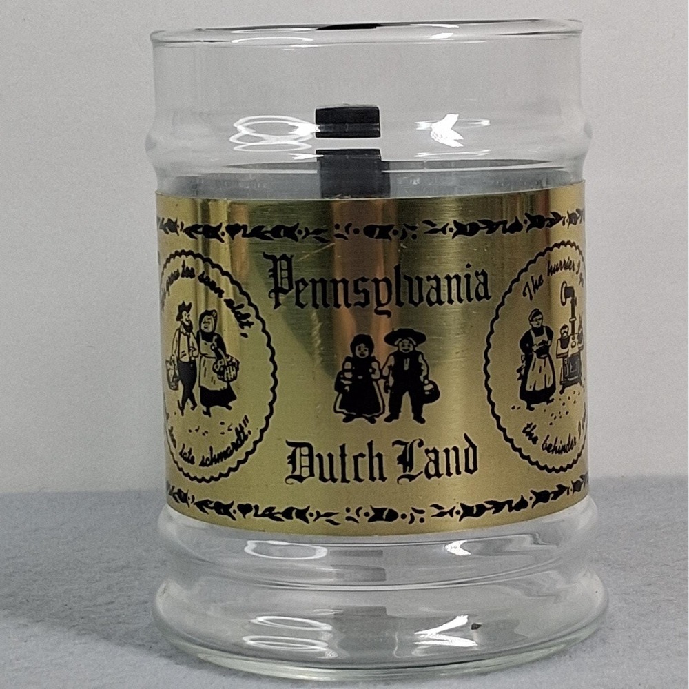 Pennsylvania Dutch Land Glass Souvenir Mug w/ Handle with Folk Sayings